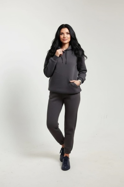 fh fashionhere Women's Soft Top and Bottom 3 Thread Dark Smoked Tracksuit Set with Side Pockets and Fleece Inside