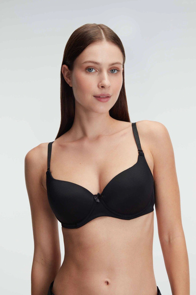 Miravm Litae Black Underwire Unpadded Everyday Classic T-Shirt Bra with Removable Straps