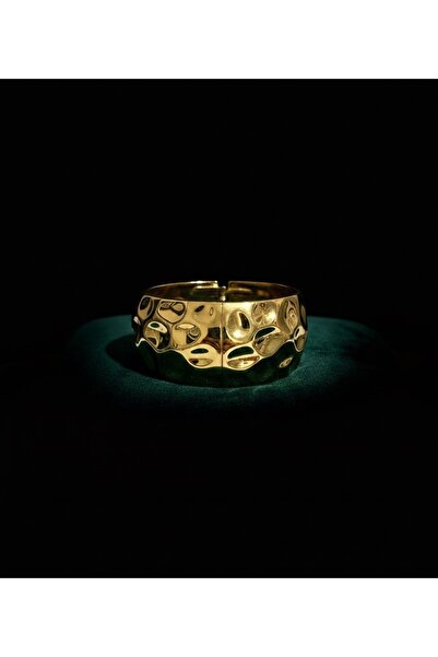 Sirena Accessories Petek Desenli Gold Kaplama Halka Sert Bilezik-Kelepçe