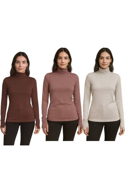 ALDAIYR 3 Pcs Round Neck Women's Long Sleeve Stretch Fabric Bodysuit with Fin...