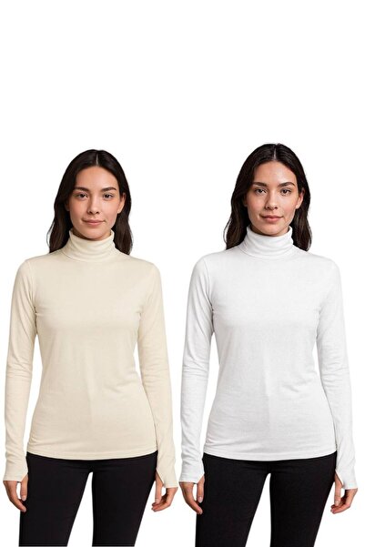 ALDAIYR 2 bucăți Body cu mânecă lungă pentru femei cu gât rotund material ela...