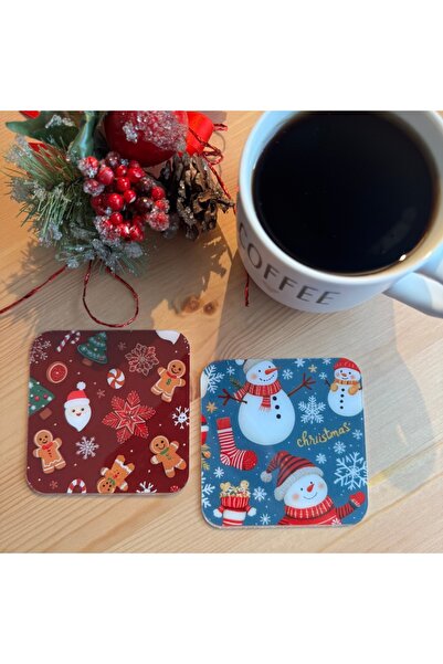 Lazer Store New Year Concept New Year Patterned Digital Printed Set of 2 Squa...