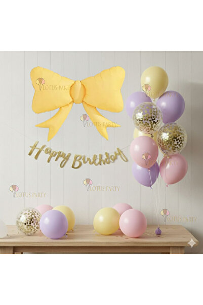 LOTUS PARTY مجموعة بالونات ماكارون بشريط أصفر، بالون ماكارون، بالون فويل بشري...