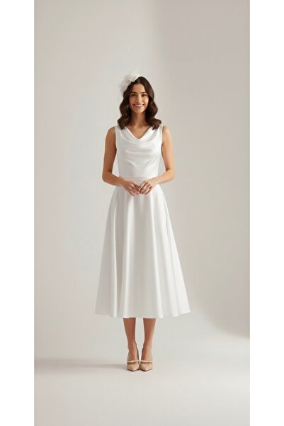 DINA FASHION Nilda kloş saten elbise