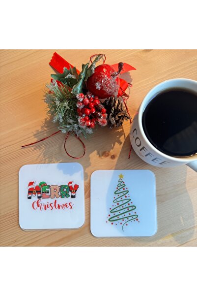 Lazer Store New Year's Concept New Year Patterned Digital Printed Set of 2 Sq...