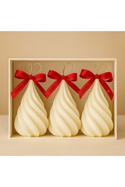 STYLUX Set of 3 sculptural fir tree candles made of natural soy wax, scented