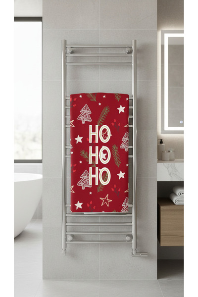 BETHA Ho Ho Ho! Written New Year Patterned Cotton Bath Towel – Patterned Design – 75X150 cm