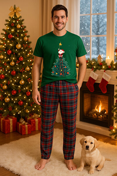 MVRDAR Set pijamale barbati bumbac Colectia Grinch Christmas, sarbatori de Cr...