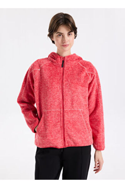 Discovery Expedition D5WL-SWT3583 Kırmızı Kapüşonlu Basic Kadın Polar Sweatshırt