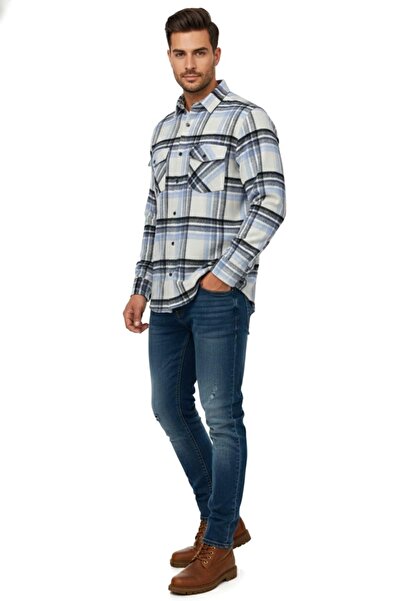 rasstmen Men's Winter Double Pocket Hooded Lumberjack Shirt Bgl-St04869