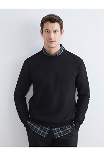 LC Waikiki Southblue Black Crew Neck Men's Sweatshirt