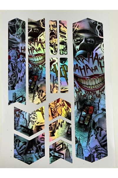 ca kay bu Holografik Joker Temalı Bisiklet Kadro Sticker Seti – 12 Parça – Su...