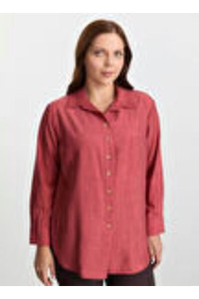 Selen Turuncu Kadın Desenli Normal Bluz 25KSL8206