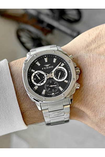 FERRO Silver Steel Cord Men's Wristwatch Fm11652A-A2 Functions Active 3 Atm Water Resistant