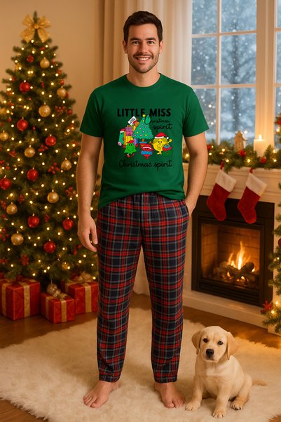 MVRDAR Set pijamale barbati bumbac Colectia Grinch Christmas, sarbatori de Cr...