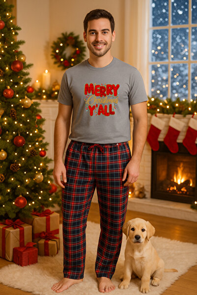 MVRDAR Set pijamale barbati bumbac Colectia Grinch Christmas, sarbatori de Cr...