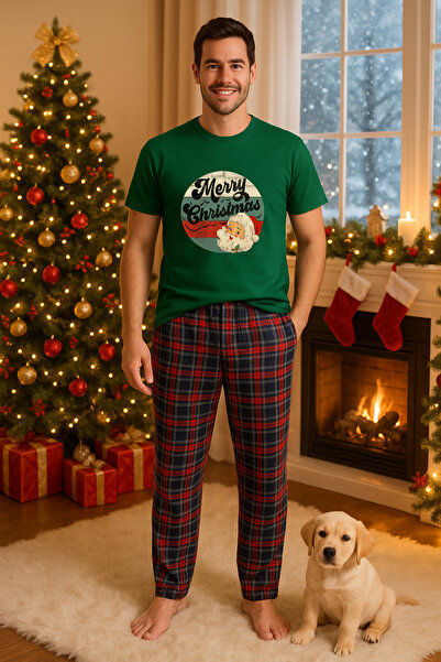 MVRDAR Set pijamale barbati bumbac Colectia Grinch Christmas, sarbatori de Cr...