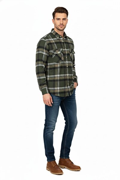 rasstmen Men's Winter Double Pocket Hooded Lumberjack Shirt Bgl-St04869