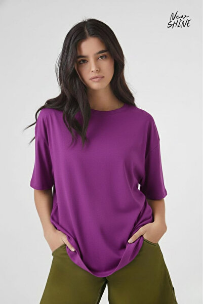 New Shine Μπλουζάκι Unisex oversized χωρίς στάμπα