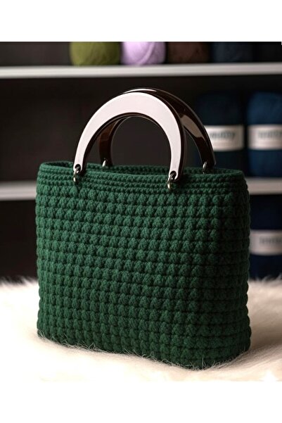 MAZSAY Lüks El Yapımı Çanta | Kalın Örgü Desenli Şık Çanta | En 30 Boy 35 cm