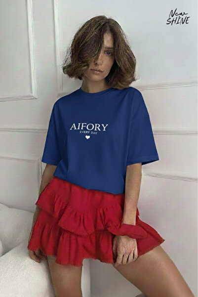 New Shine تي شيرت Aifory Every Day مطبوع قصة فضفاضة
