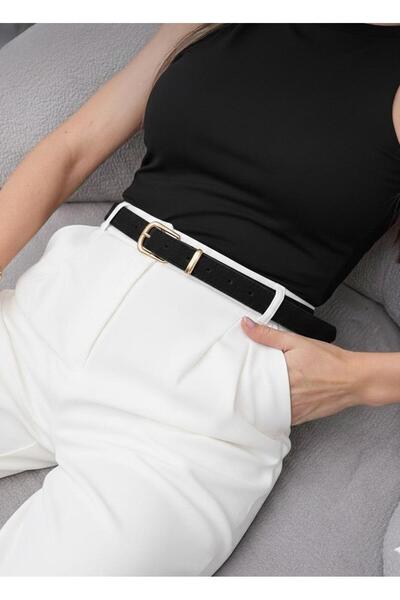 EMR Official Curea clasică pentru femei din piele intoarsa cu catarama aurie,...