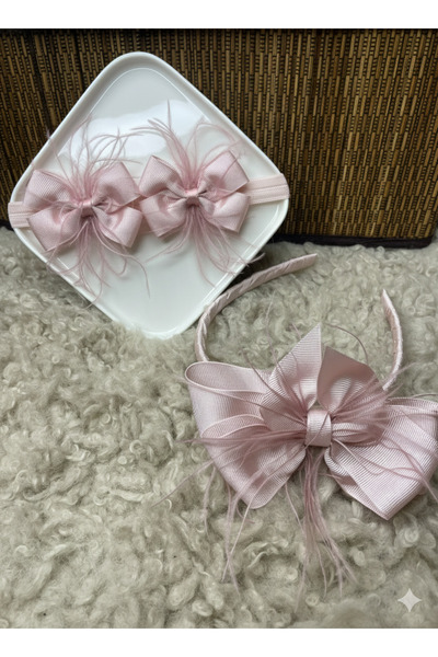 Rengarenk Minikler Twins Headband and Mom Crown, Twin Baby Headband and Mom Crown Set
