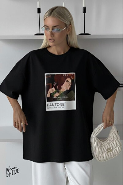 New Shine Pantone cu imprimeu supradimensionat tricou