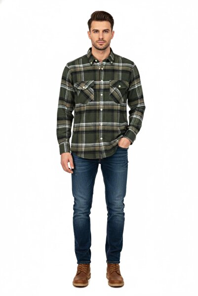rasstmen Men's Winter Double Pocket Hooded Lumberjack Shirt Bgl-St04869