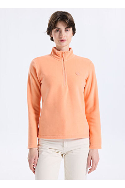 Discovery Expedition D5WL-SWT3302 Turuncu Fermuarlı Basic Kadın Polar Sweatshırt