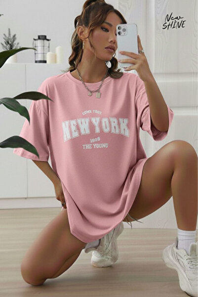 New Shine Μπλουζάκι New York Come True με τύπωμα oversized