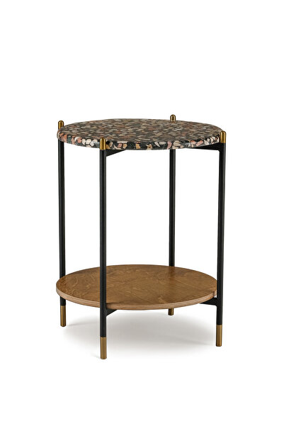 Surtone Plak Ayaklı Gece Mermer Yan Sehpa