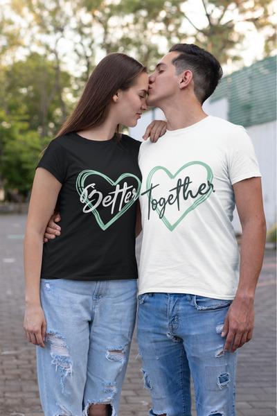 MVRDAR Tricouri pentru cupluri set 2 bucati din 100% bumbac