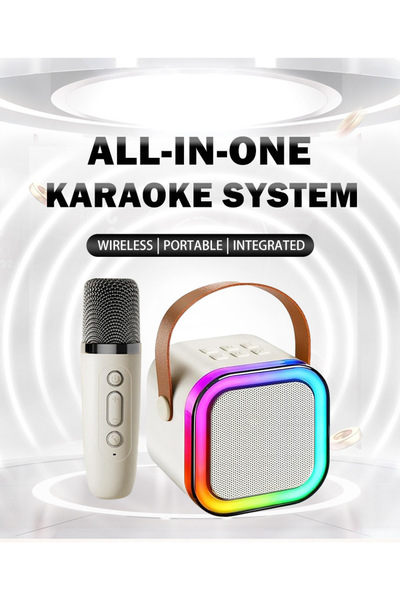 FİOPLUS Kablosuz Mikrofonlu Karaoke Hoparlör – RGB Işıklı Taşınabilir Kutu – ...