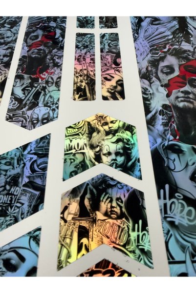 ca kay bu Holografik Dark Graffiti Bisiklet Kadro Sticker Seti – 12 Parça –