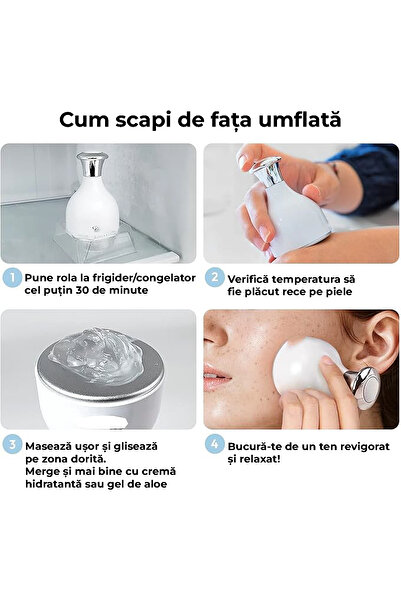 miraza Face and Eye Ice Roller, Reduces Puffiness and Dark Circles, Tightens Pores, Soothes Skin