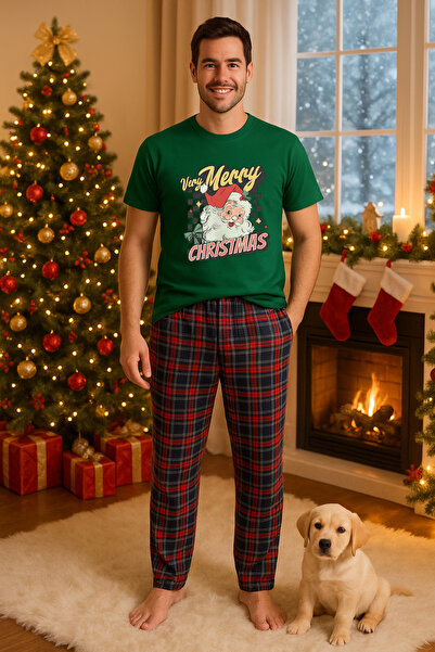 MVRDAR Set pijamale barbati bumbac Colectia Grinch Christmas, sarbatori de Cr...