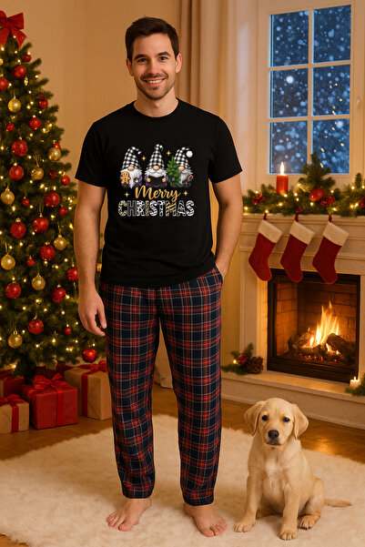 MVRDAR Set pijamale barbati bumbac Colectia Grinch Christmas, sarbatori de Cr...