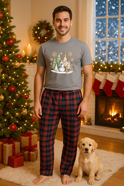 MVRDAR Set pijamale barbati bumbac Colectia Grinch Christmas, sarbatori de Cr...