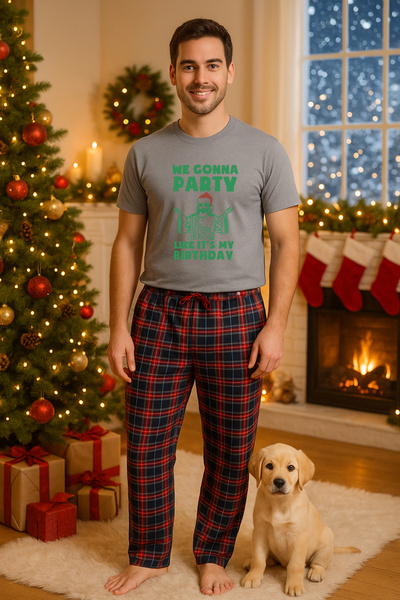 MVRDAR Set pijamale barbati bumbac Colectia Grinch Christmas, sarbatori de Cr...