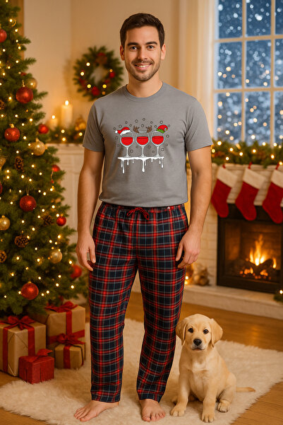 MVRDAR Set pijamale barbati bumbac Colectia Grinch Christmas, sarbatori de Cr...