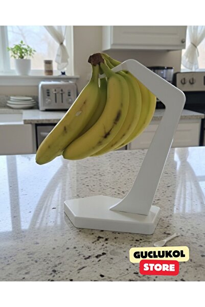 GÜÇLÜKOL حامل الموز، حامل الموز المثبت على سطح الطاولة، أبيض مريح - جمالي وعملي