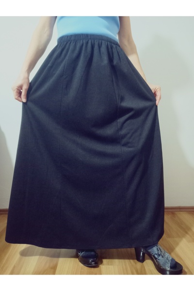 hoaryage Winter Elastic Waist Partially Combed Cotton Fabric Maxi Length Mother Skirt, Prayer Skirt Sizes 38-54