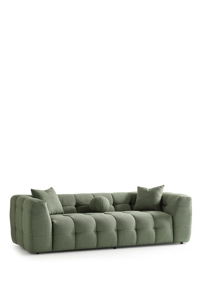 BEKALIVING Nammos Comfort Teddy Yeşil Üçlü Kanepe