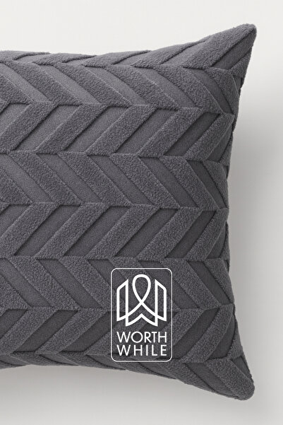 Worth While WorthWhile Mi̇ora Plush Cushion Cover – Anthracite Color (43X43 • 50X50 • 30X50 • 40X60 Size Options Available) – 1 Piece