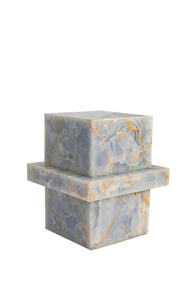 raffinato Onyx Quinn Mavi Mermer Yan Sehpa