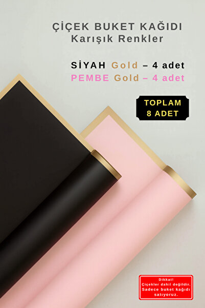 COLORPAK Çiçek Buket Ambalaj Jelatin Kağıdı (Karışık Renkler: Siyah ve Pembe)...