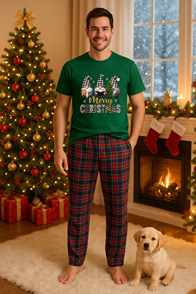 MVRDAR Set pijamale barbati bumbac Colectia Grinch Christmas, sarbatori de Cr...
