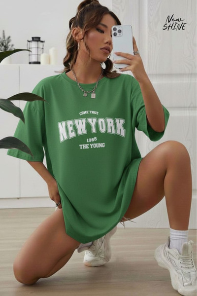 New Shine Μπλουζάκι New York Come True με τύπωμα oversized