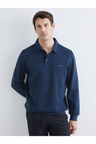 LC Waikiki Southblue Blue Polo Neck Men's Sweatshirt